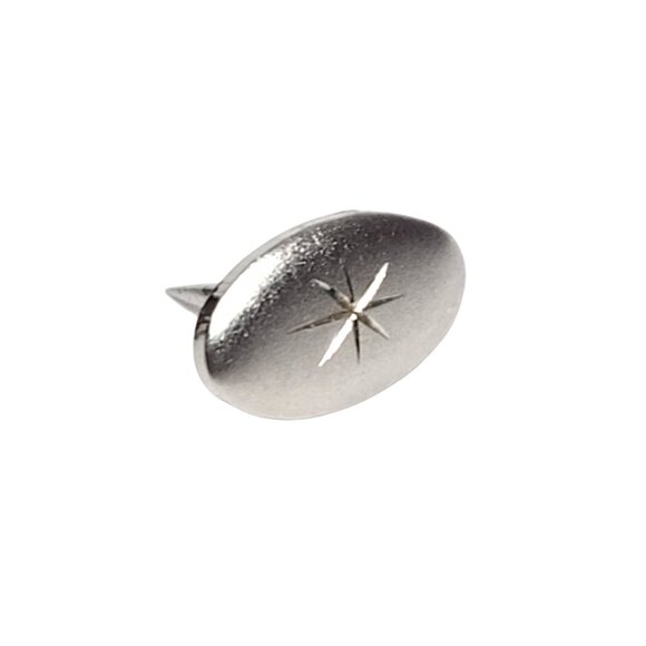 925 Sterling Silver Vintage Satin Finish Star Oval Pin - Picture 1 of 2